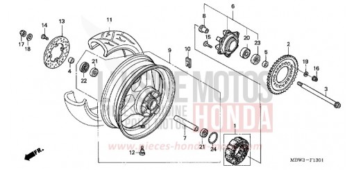 ROUE ARRIERE CBR600F2 de 2002